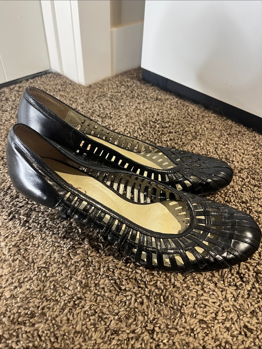 Aldo Black Woven Leather Slip-On Flats
